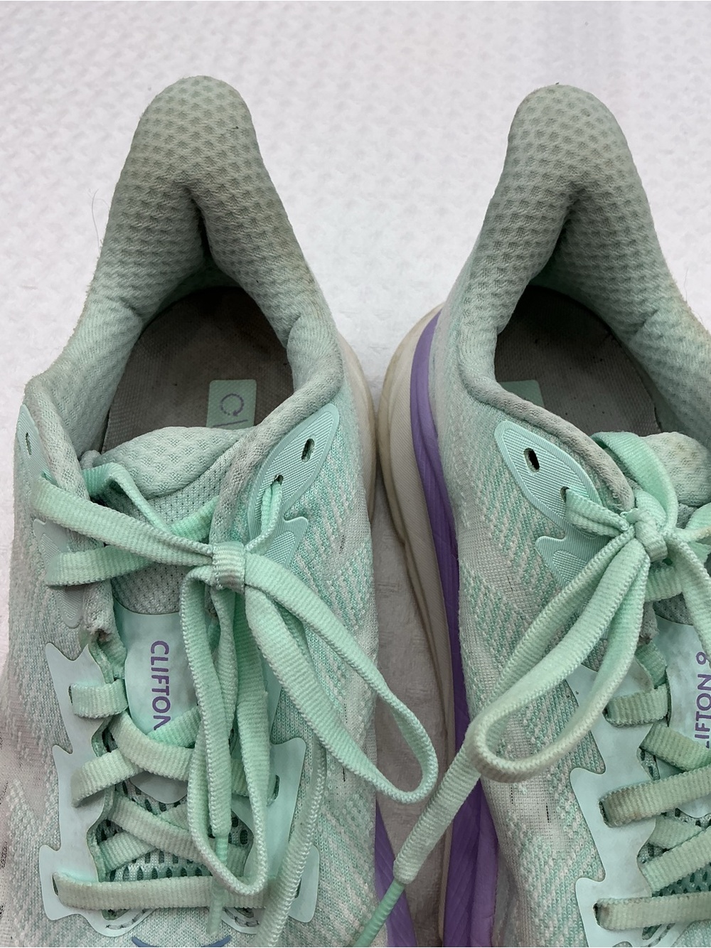 Hoka Mint Green and Lavender Athletic Running Shoes - Picture 8 of 12
